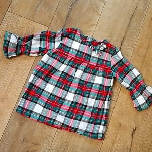 Girls soft flannel Christmas plaid top
